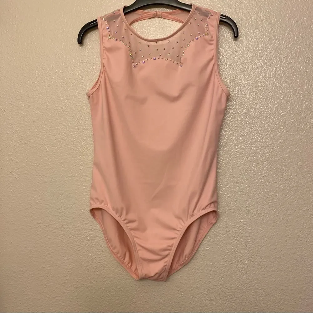 Weissman Balera Costume solo custom dance pink Scallop Neck Leotard MT11264 XLC